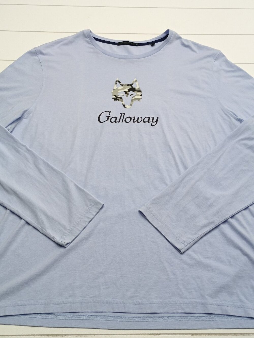Greyson Galloway Men XL Blue Long Sleeve Camo Wolf Logo Golf Shirt - Picture 4 of 9